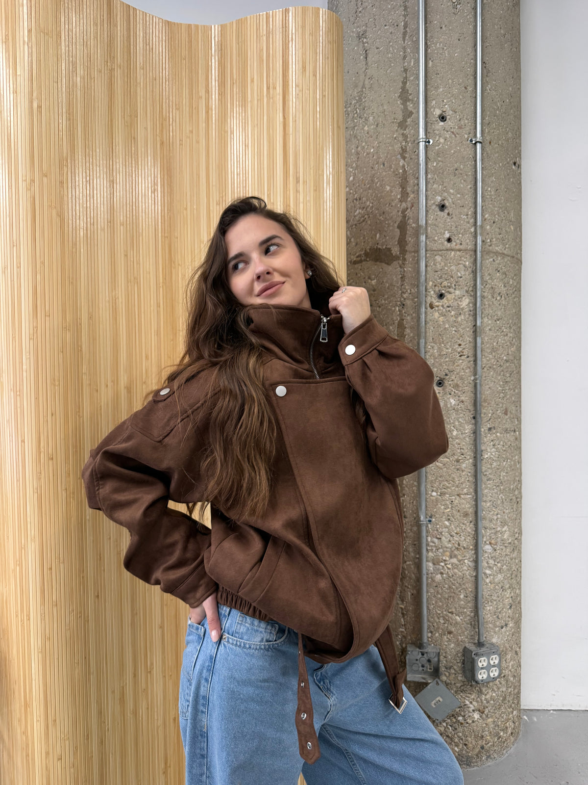 Women’s Brown Faux Suede Jacket