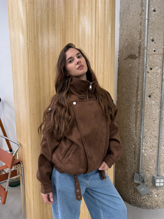 Women’s Brown Faux Suede Jacket