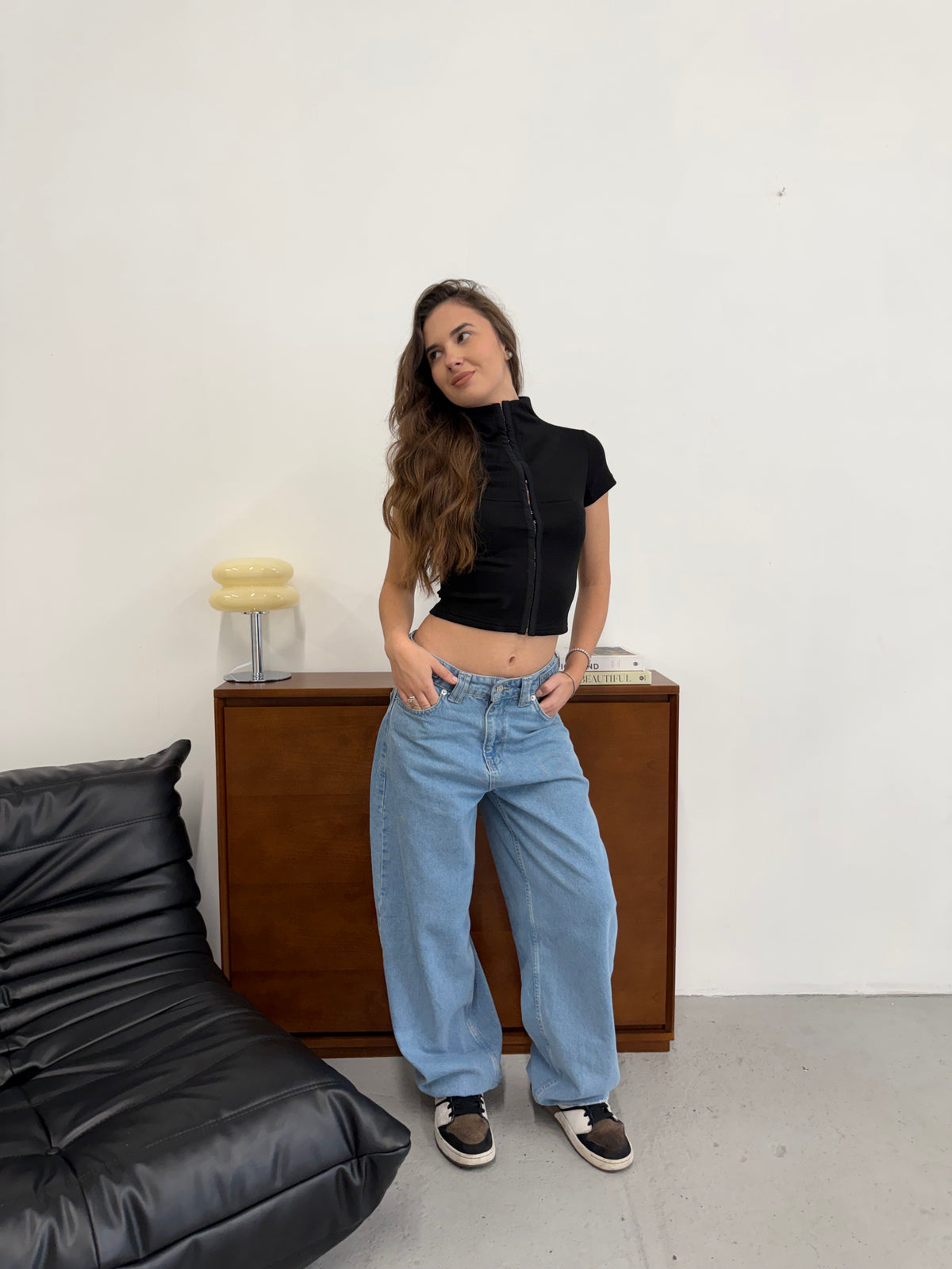 Side-Tie Baggy Jeans