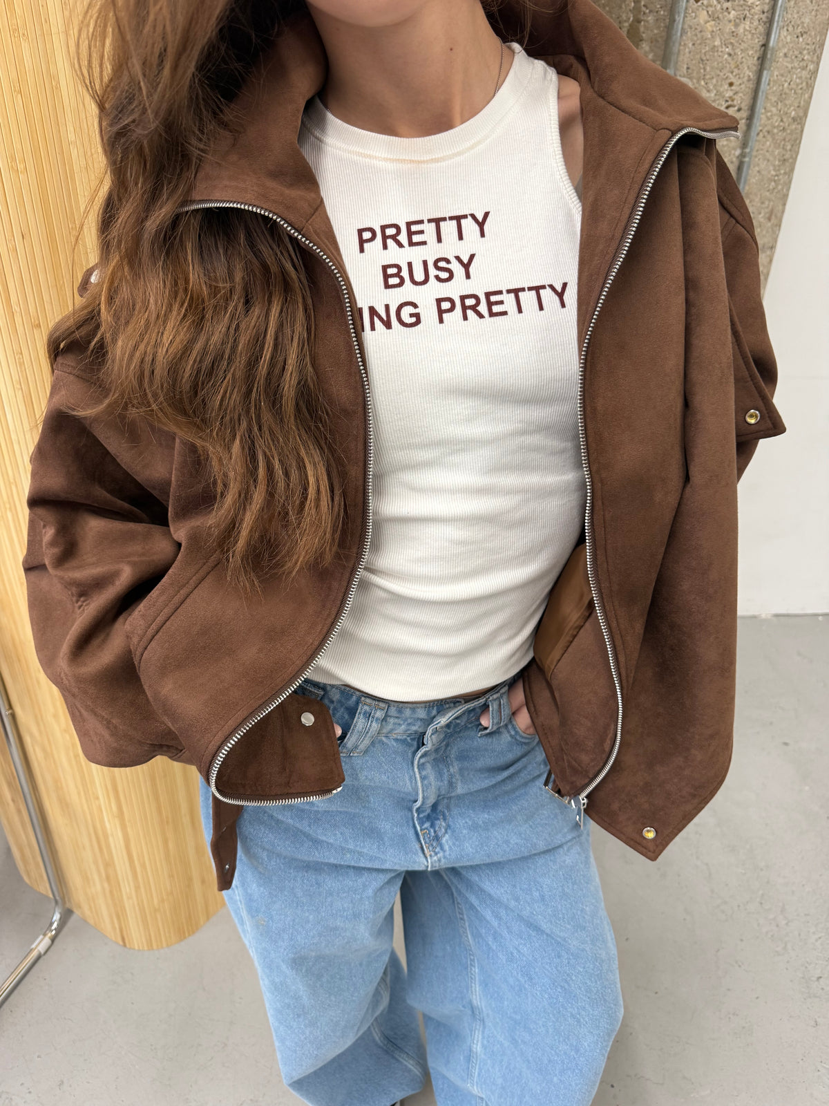 Women’s Brown Faux Suede Jacket